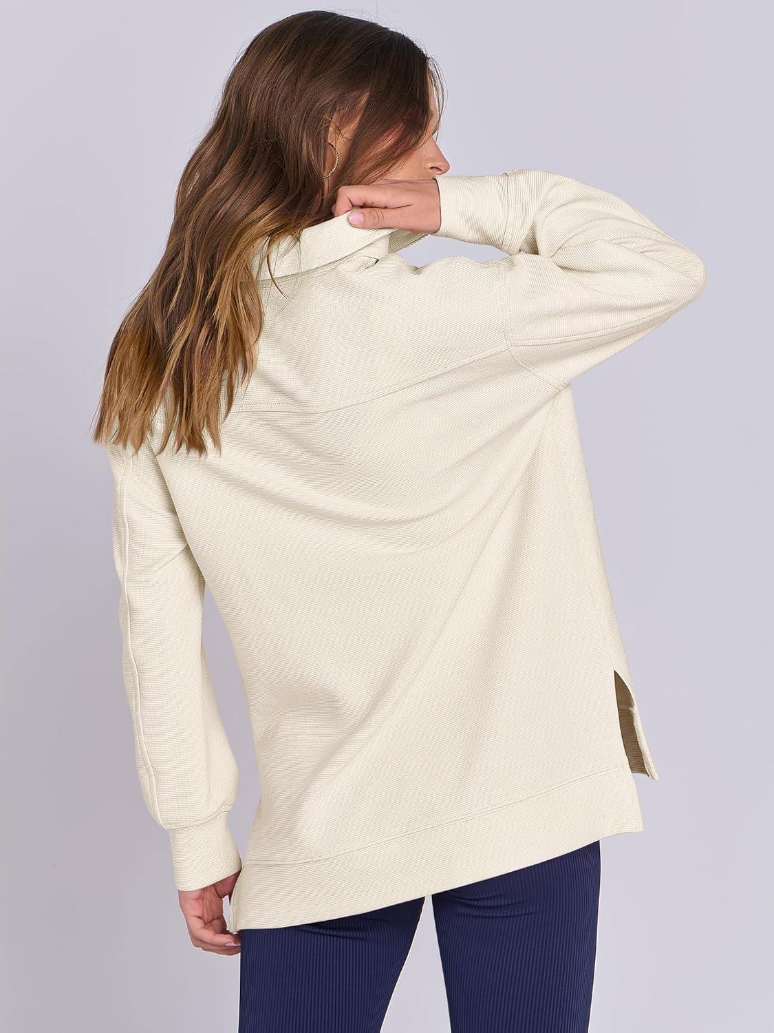 Oversized High Neck Half Zip Knit Sweatshirts