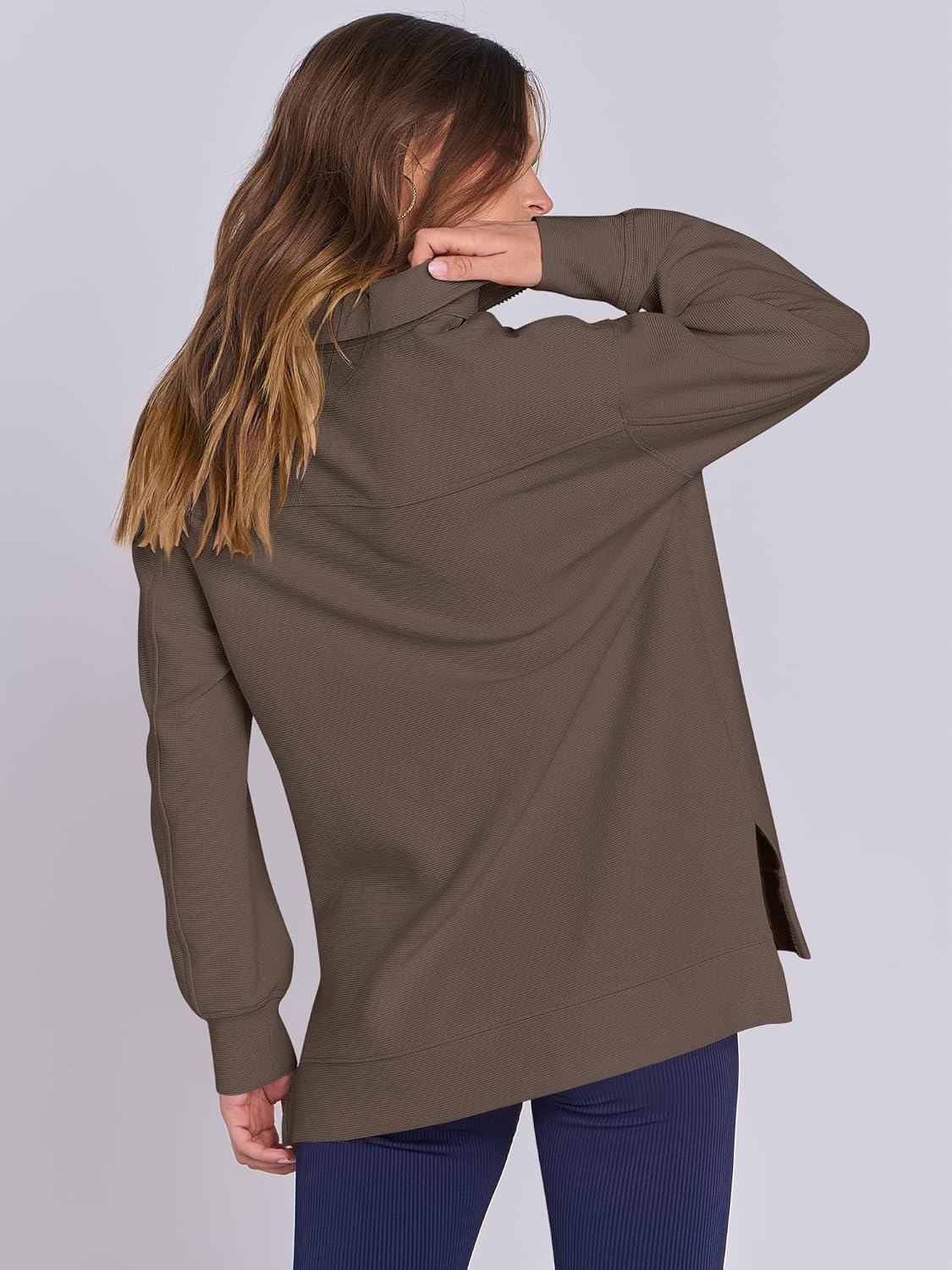 Oversized High Neck Half Zip Knit Sweatshirts