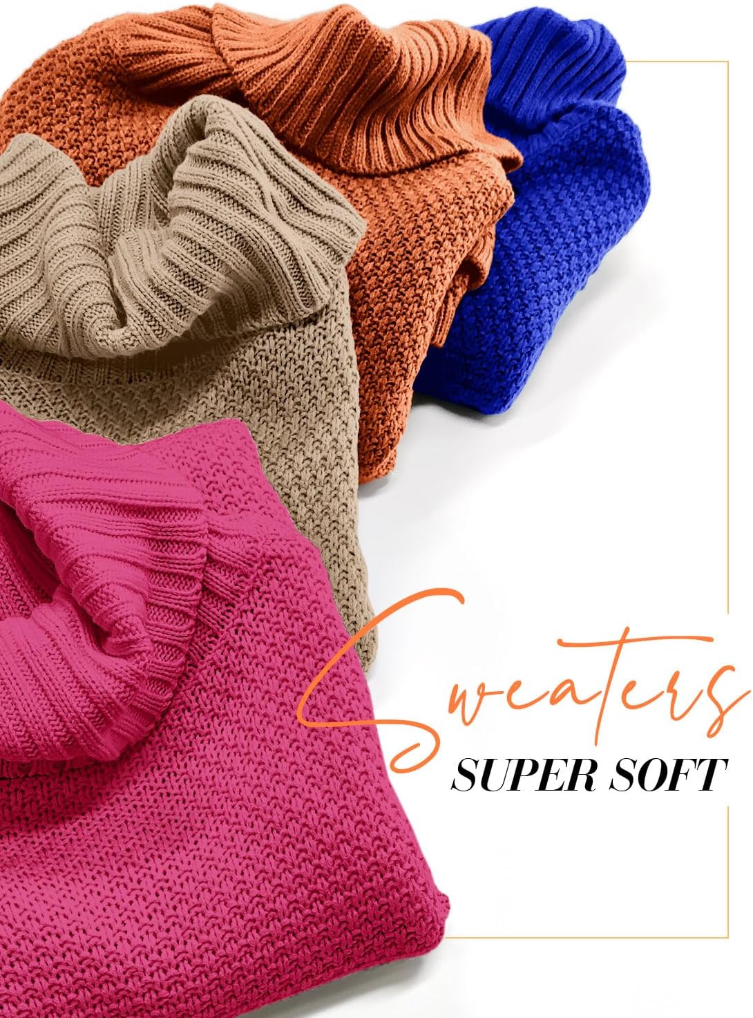 Women's Oversized Turtleneck Long Sleeve Casual Pullover Knit Tunic Sweater