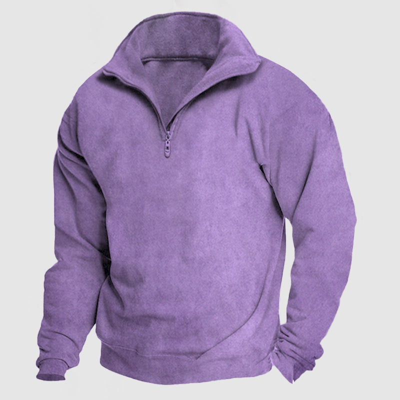 Men's Casual Loose Zipper Suede Pullover Shirt ( NEW )