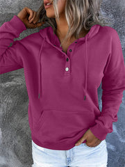 Women's Fashion Ladies Temperament Elegant Commuter Solid Color Pullover Hooded Drawstring Insert Pockets Sweater