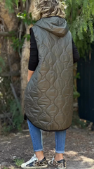 Sleeveless Winter Long Hooded Jacket Oversized Puffer Coat