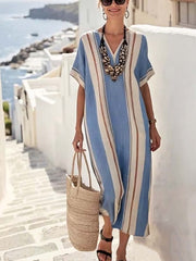 Women'S Loose Striped Print Dress