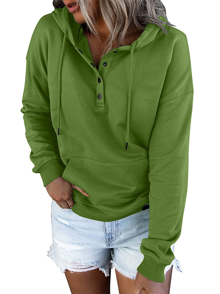 Women's Fashion Ladies Temperament Elegant Commuter Solid Color Pullover Hooded Drawstring Insert Pockets Sweater