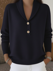 Retro Elegant Soft Shawl Collar Button Sweater Top