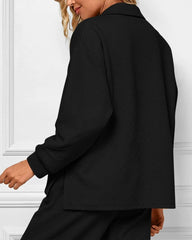 ✨Women 2 Piece Outfit Lapel V Neck Lounge Sets Pockets