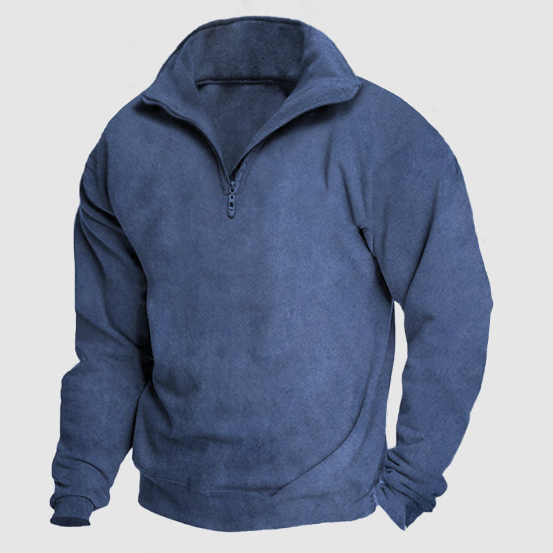 Men's Casual Loose Zipper Suede Pullover Shirt ( NEW )