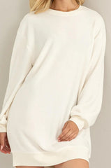 FLEECE OVERSIZED SWEATSHIRT MINI DRESS