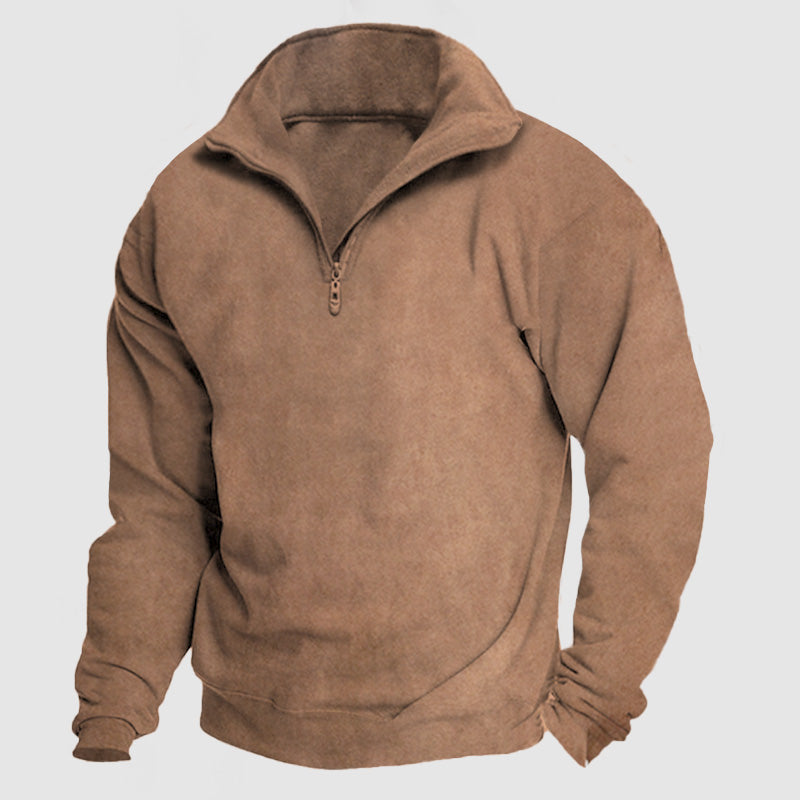 Men's Casual Loose Zipper Suede Pullover Shirt ( NEW )