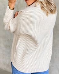 Snap-Buttons Foldover Collar Knitted Pullover Sweater Tops