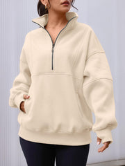 NEW Women's Half Zip Oversized Sweatshirts with Pockerts