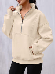 NEW Women's Half Zip Oversized Sweatshirts with Pockerts