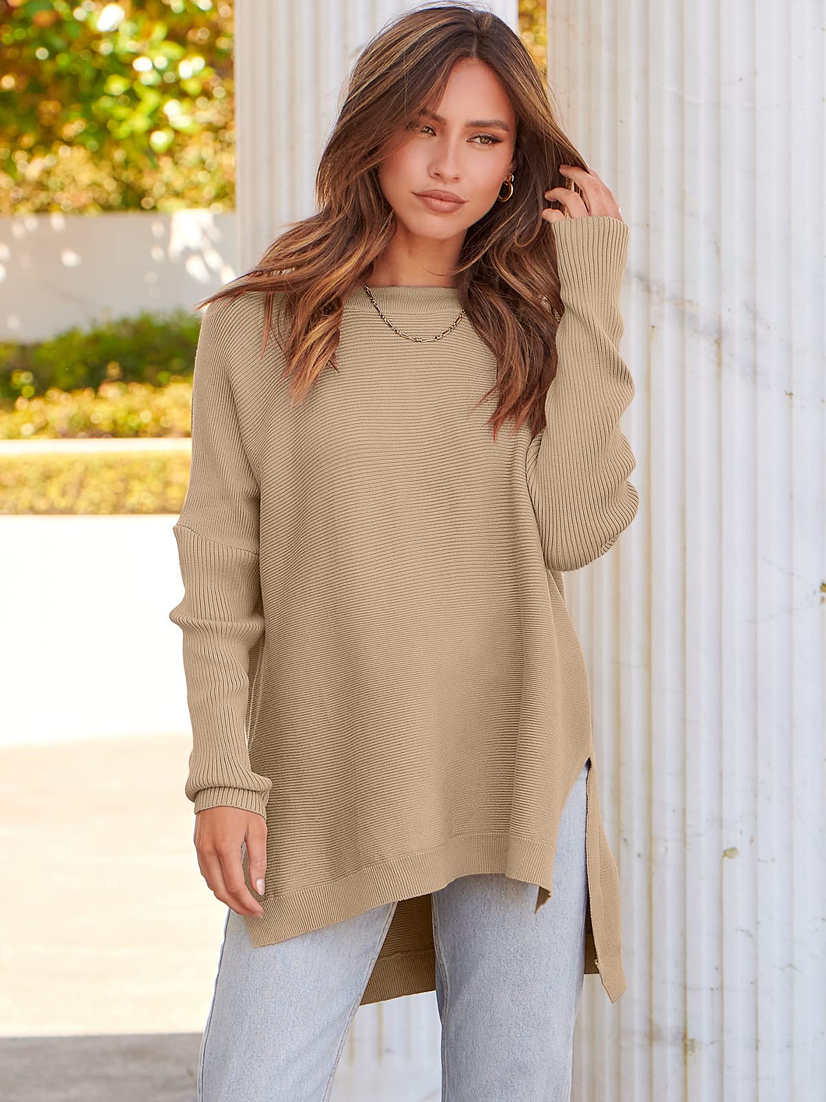 2023 Casual Batwing Sleeve Crewneck Knit Pullover Sweater