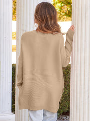 2023 Casual Batwing Sleeve Crewneck Knit Pullover Sweater