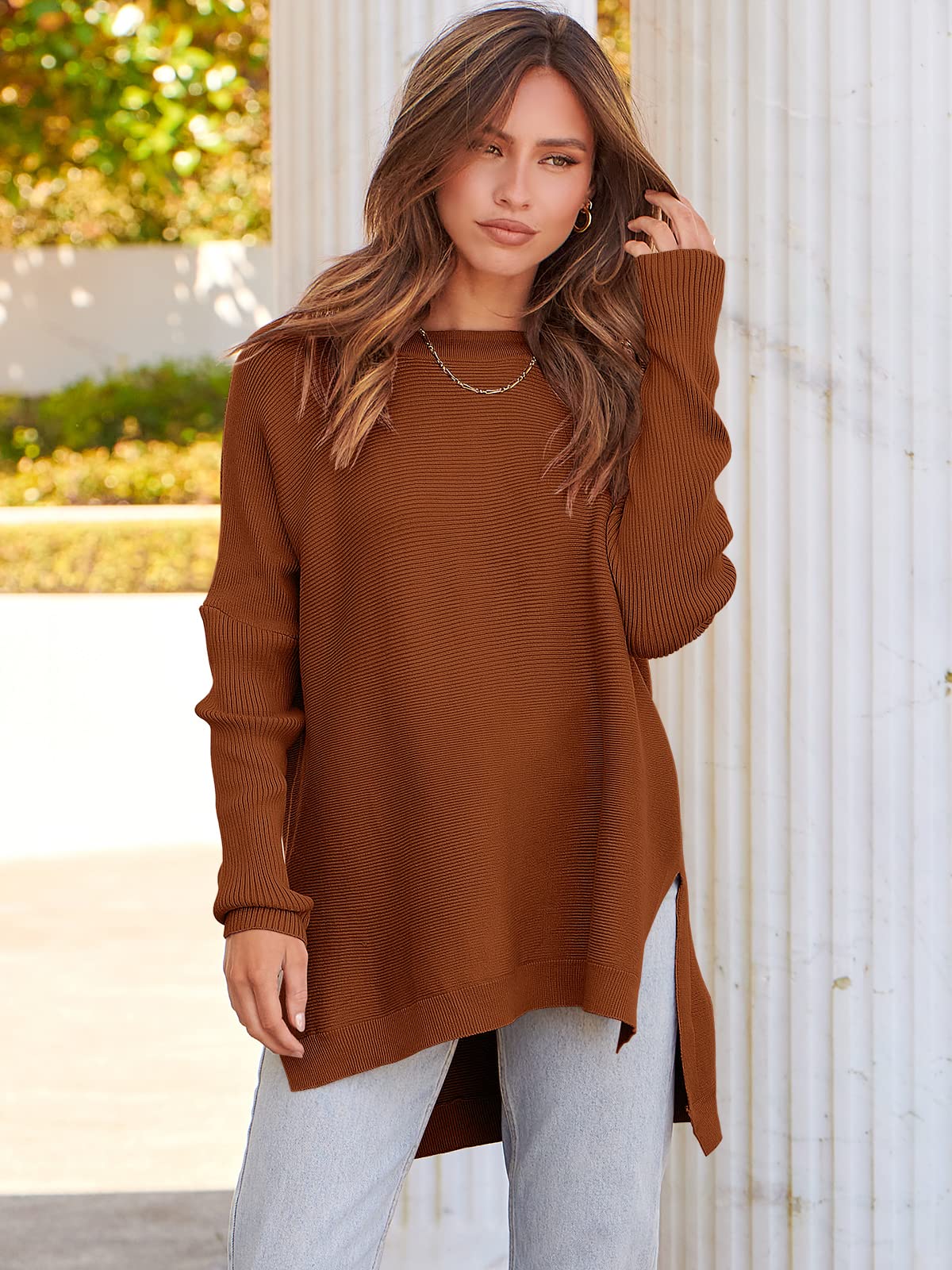 2023 Casual Batwing Sleeve Crewneck Knit Pullover Sweater