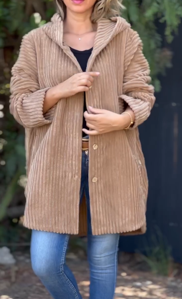 Women's Corduroy Casual Soft Hoodie Jacket