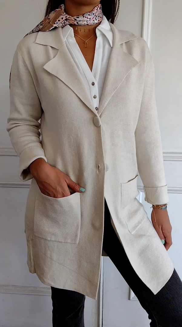 Women's Lapel fleece  Long Sleeve Coat