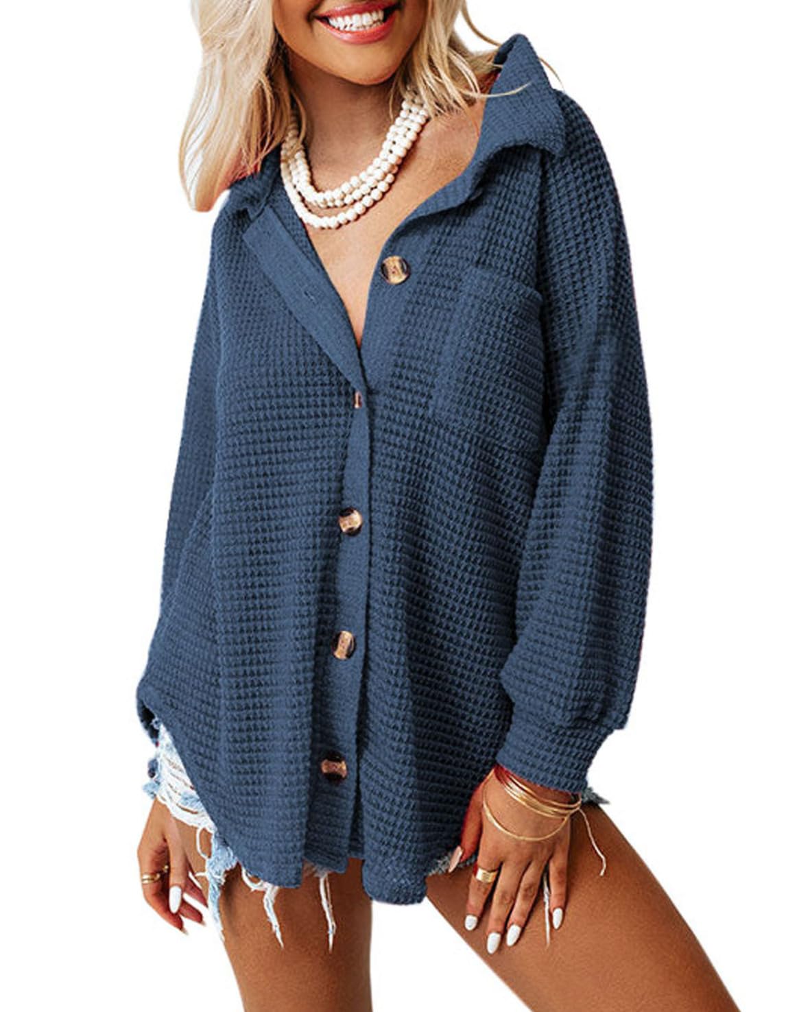 Women's Casual Waffle Knit Shacket (Buy 2 Free Shipping)