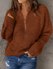 2023 Chunky Knit Sweaters 1/4 Zip Polo V Neck Casual Pullover -Buy 2 Free Shipping