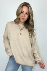 50% OFF🔥Women's Solid Oversized Cozy Crew Neck Sweater-Buy 2 Free Shipping