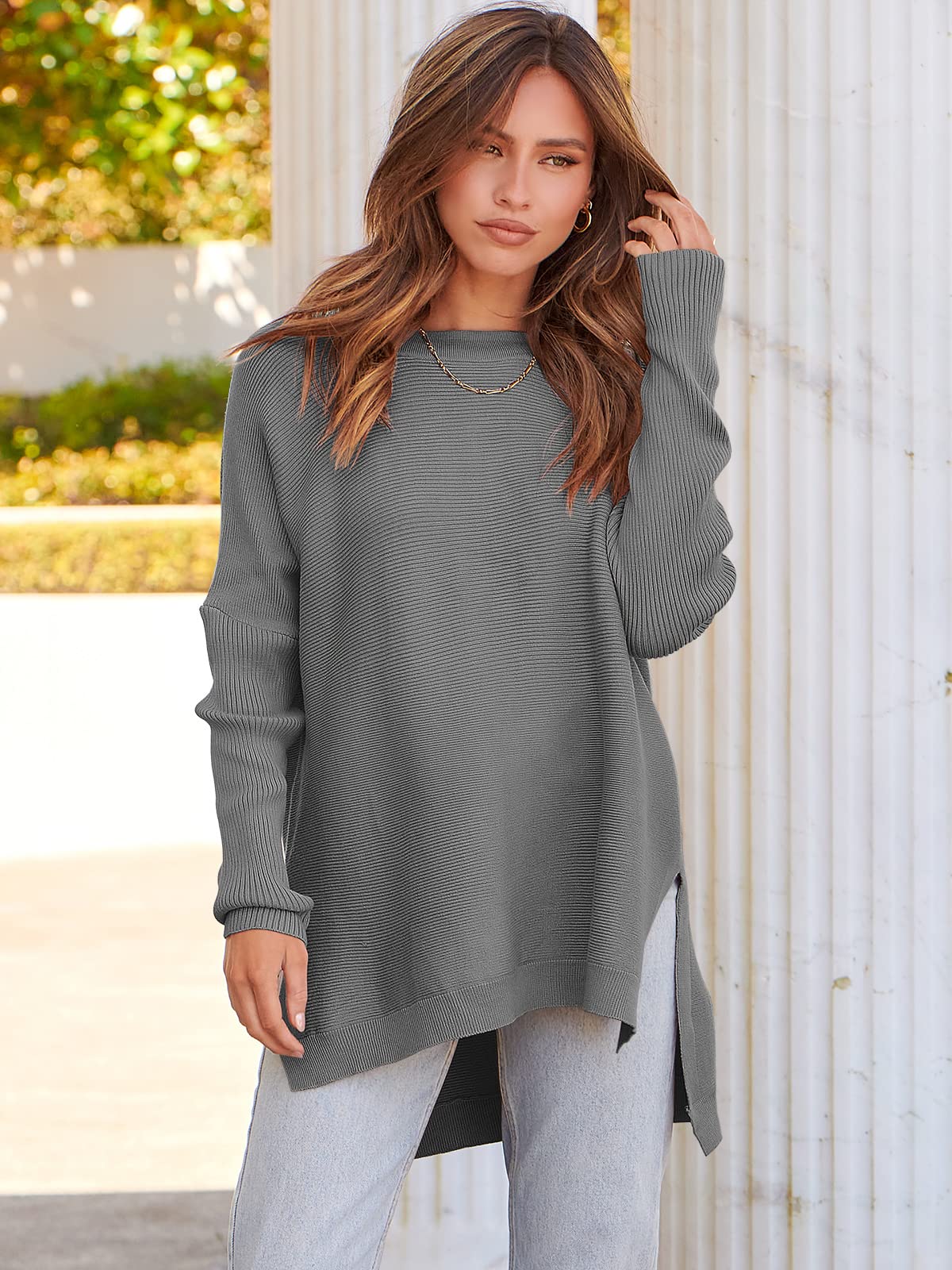 2023 Casual Batwing Sleeve Crewneck Knit Pullover Sweater
