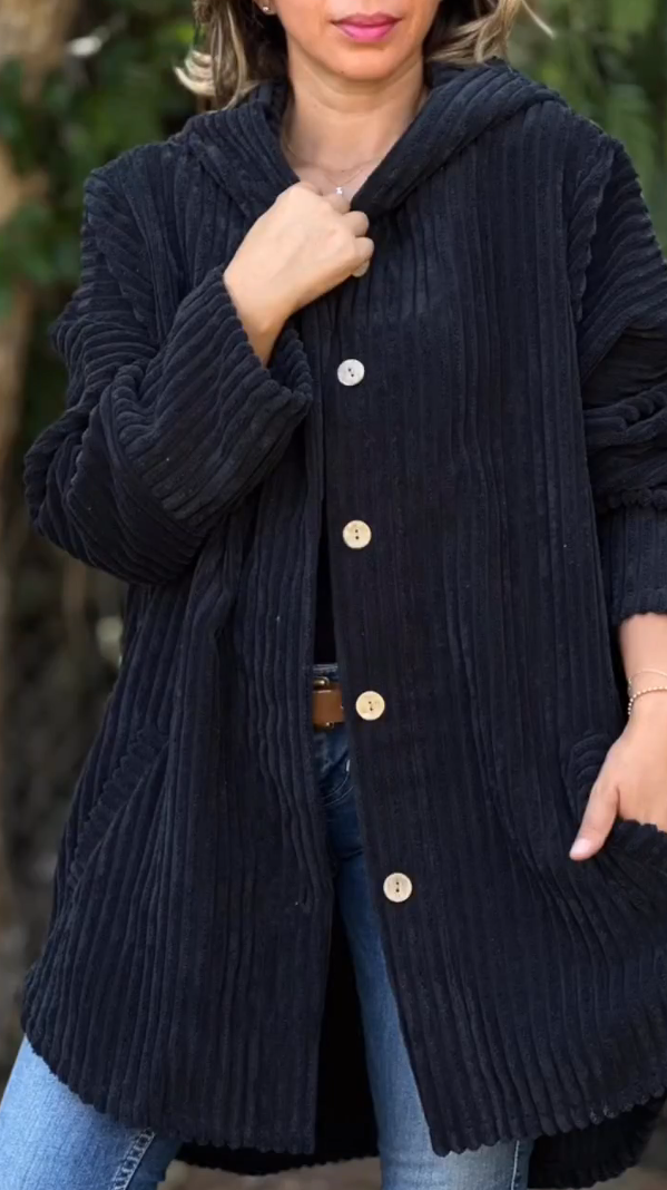 Women's Corduroy Casual Soft Hoodie Jacket