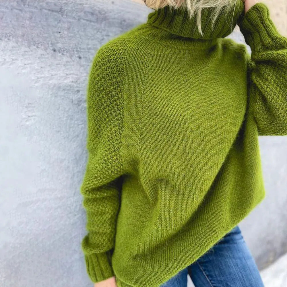 Woman's Oversized Knit Turtleneck Warm Soft Sweater