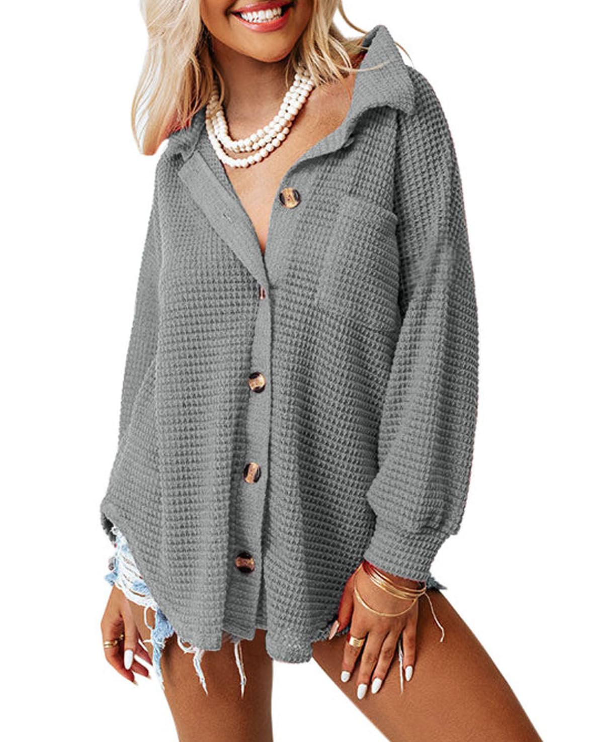 Women's Casual Waffle Knit Shacket (Buy 2 Free Shipping)