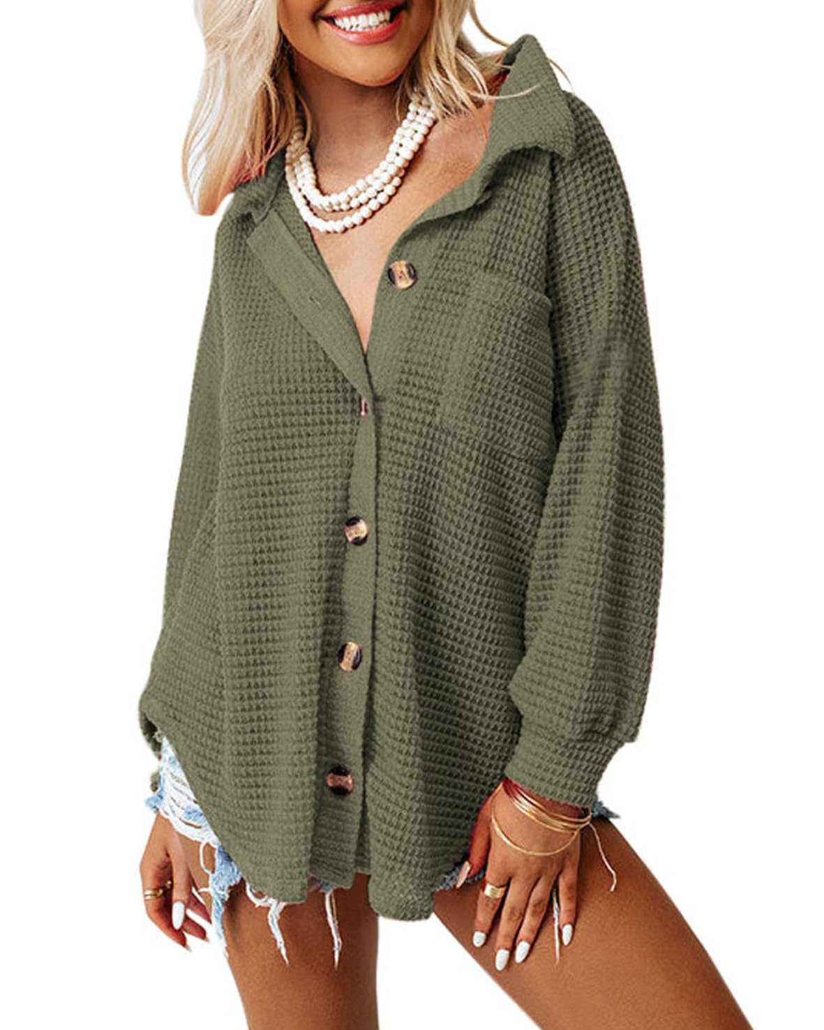 Women's Casual Waffle Knit Shacket (Buy 2 Free Shipping)
