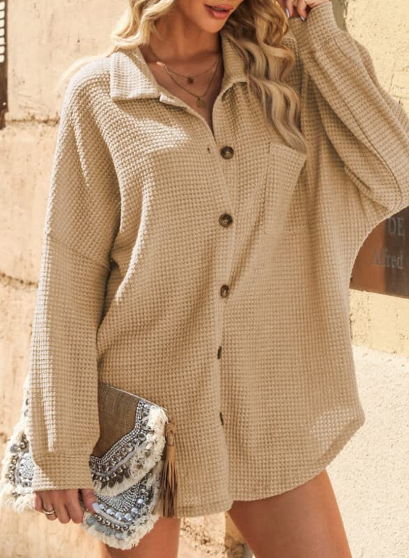 Women's Casual Waffle Knit Shacket (Buy 2 Free Shipping)