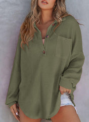 New Women's Waffle Knit Long Sleeve Sweatshirt (Buy 2 Free Shipping)