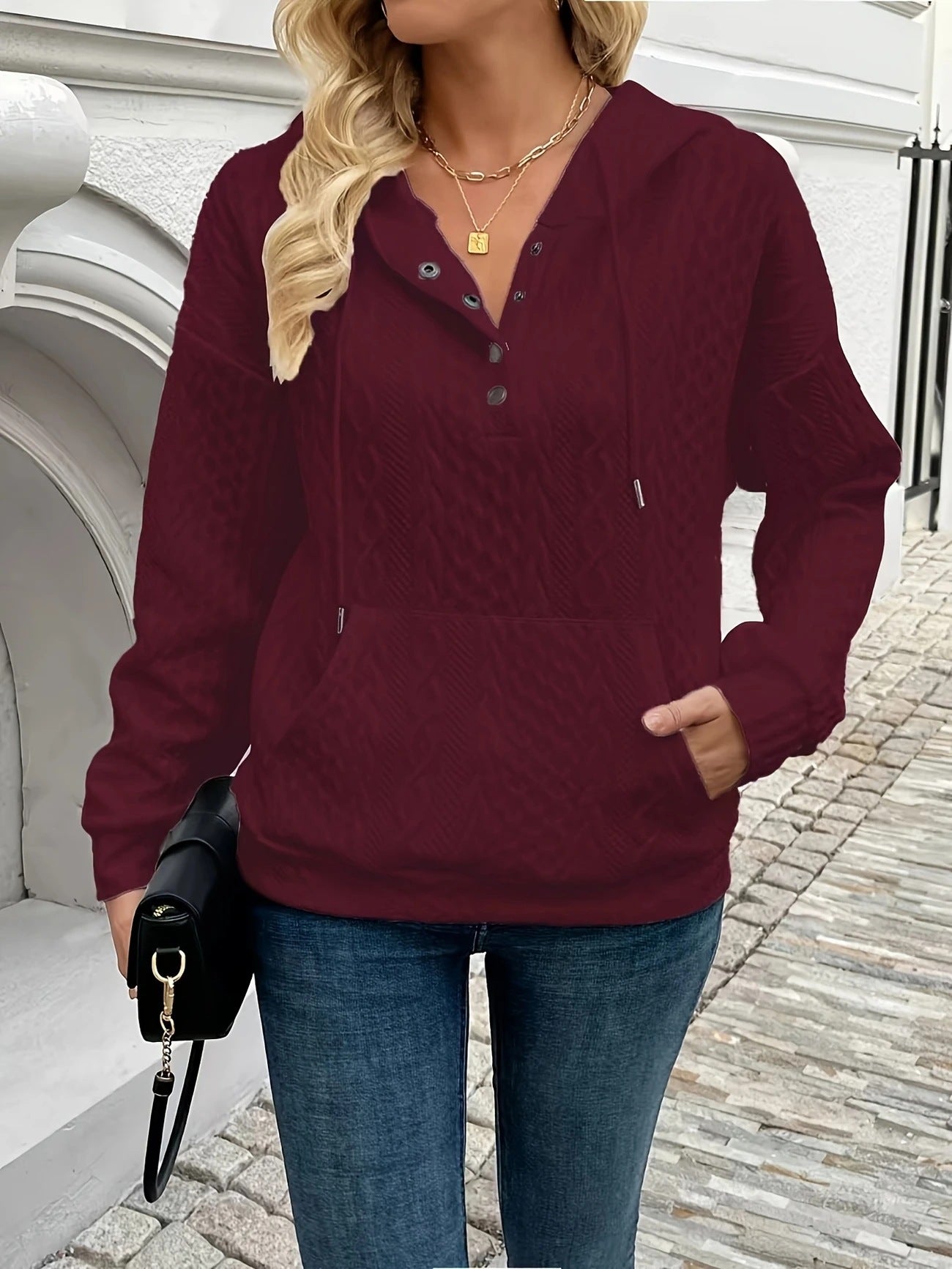 2024 Amazon Cross-Border New Knitted Jacquard Long-Sleeved Loose Sweatshirt In Large Quantities
