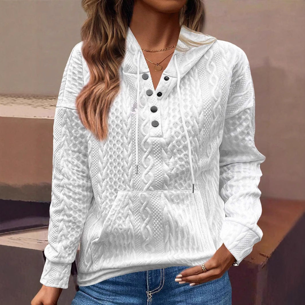 2024 Amazon Cross-Border New Knitted Jacquard Long-Sleeved Loose Sweatshirt In Large Quantities