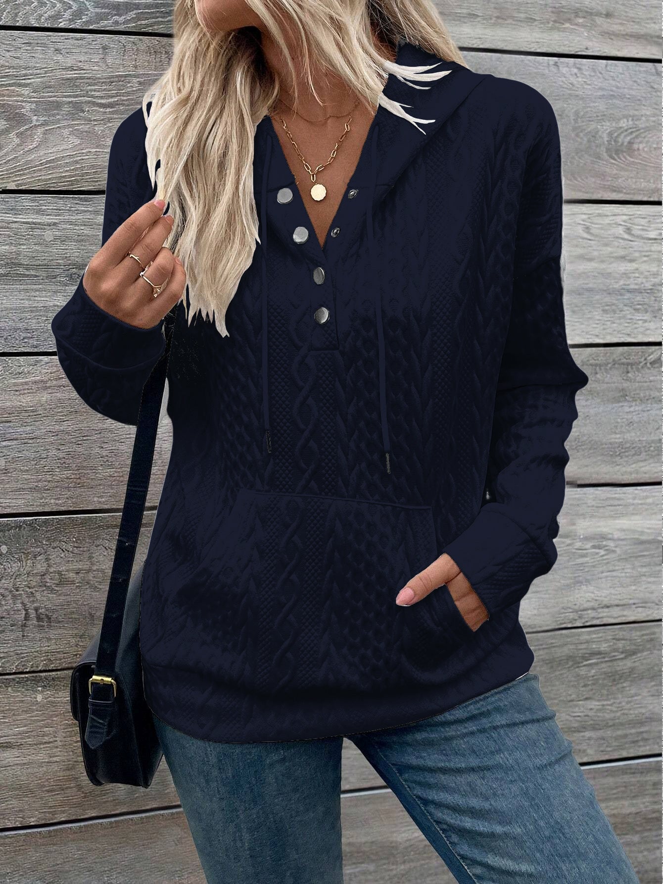 2024 Amazon Cross-Border New Knitted Jacquard Long-Sleeved Loose Sweatshirt In Large Quantities