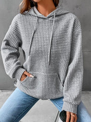 Women's Casual Waffle Hoodie Sweatshirt