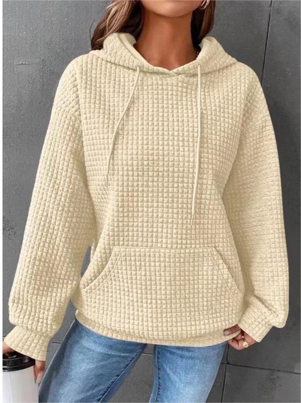 Women's Casual Waffle Hoodie Sweatshirt