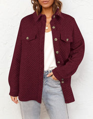 Women's Casual Long Sleeve Button-Down Jacket with Pockets