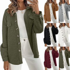 Women's Casual Long Sleeve Button-Down Jacket with Pockets