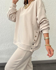 Button Split sweater & Pants set