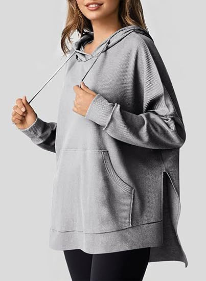 Women's Waffle Hoodie Sweatshirt with Pockets