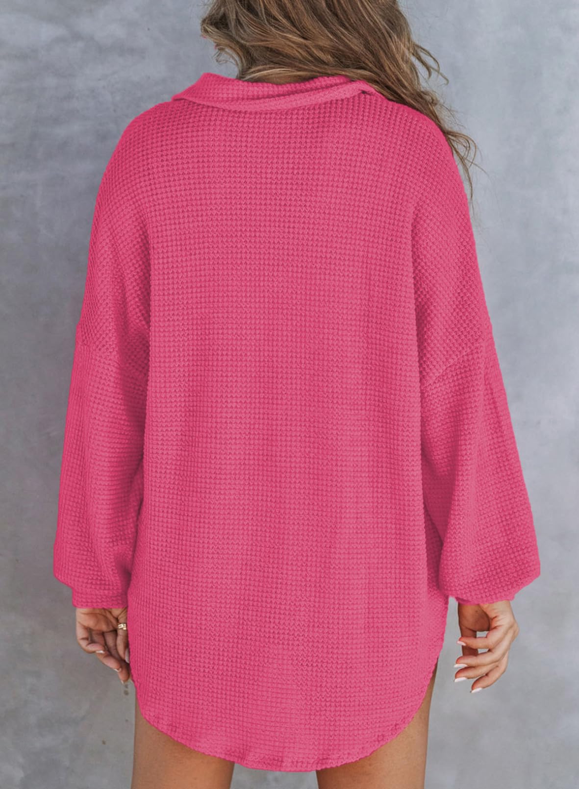 New Women's Waffle Knit Long Sleeve Sweatshirt (Buy 2 Free Shipping)