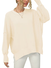 2023 Fall  Women Crewneck Batwing Sleeve  Pullover Sweater