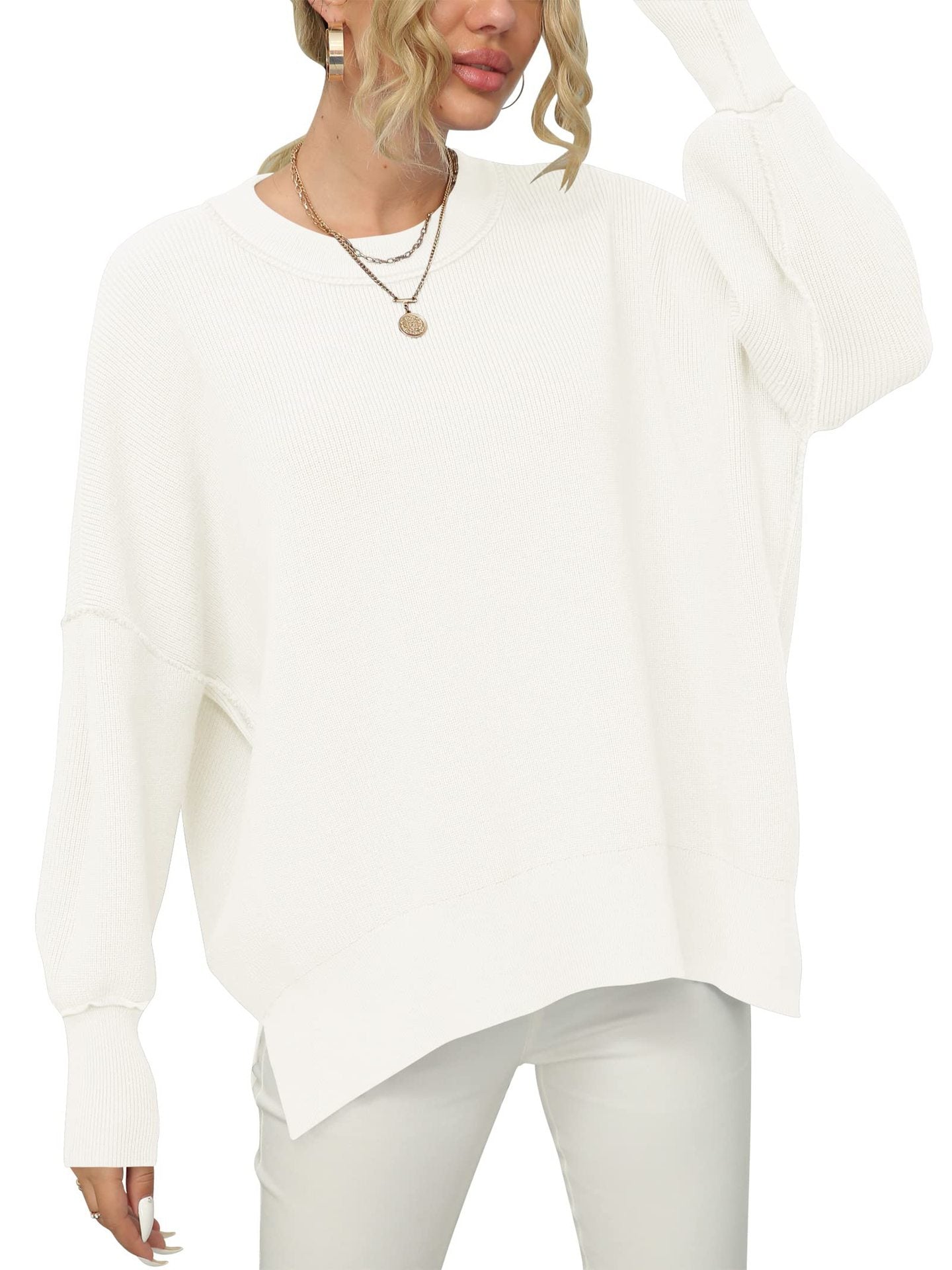 2023 Fall  Women Crewneck Batwing Sleeve  Pullover Sweater