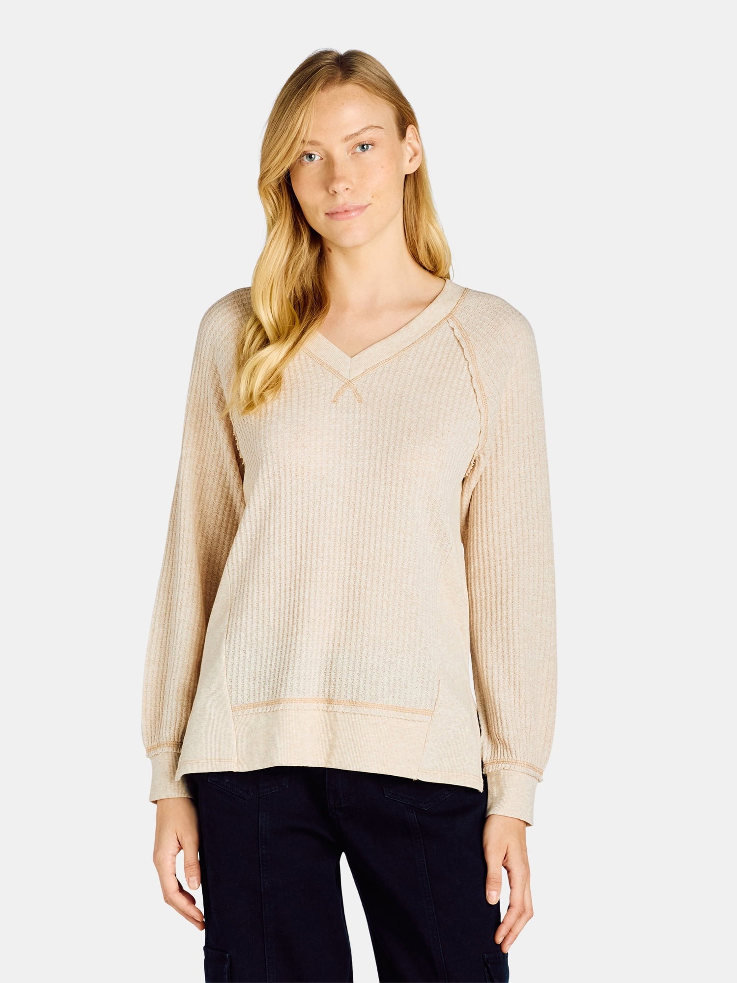 Women's Waffle Knit Sweatshirt