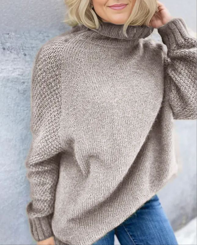 Woman's Oversized Knit Turtleneck Warm Soft Sweater