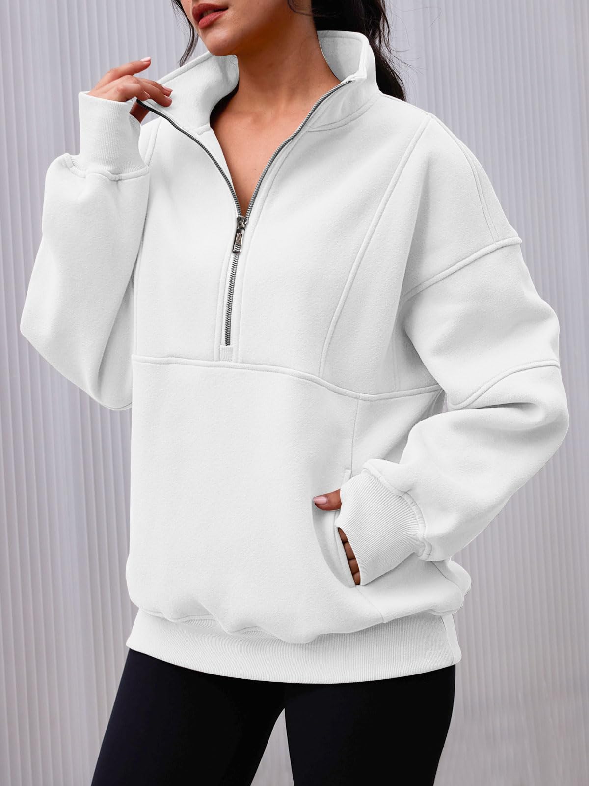 NEW Women's Half Zip Oversized Sweatshirts with Pockerts