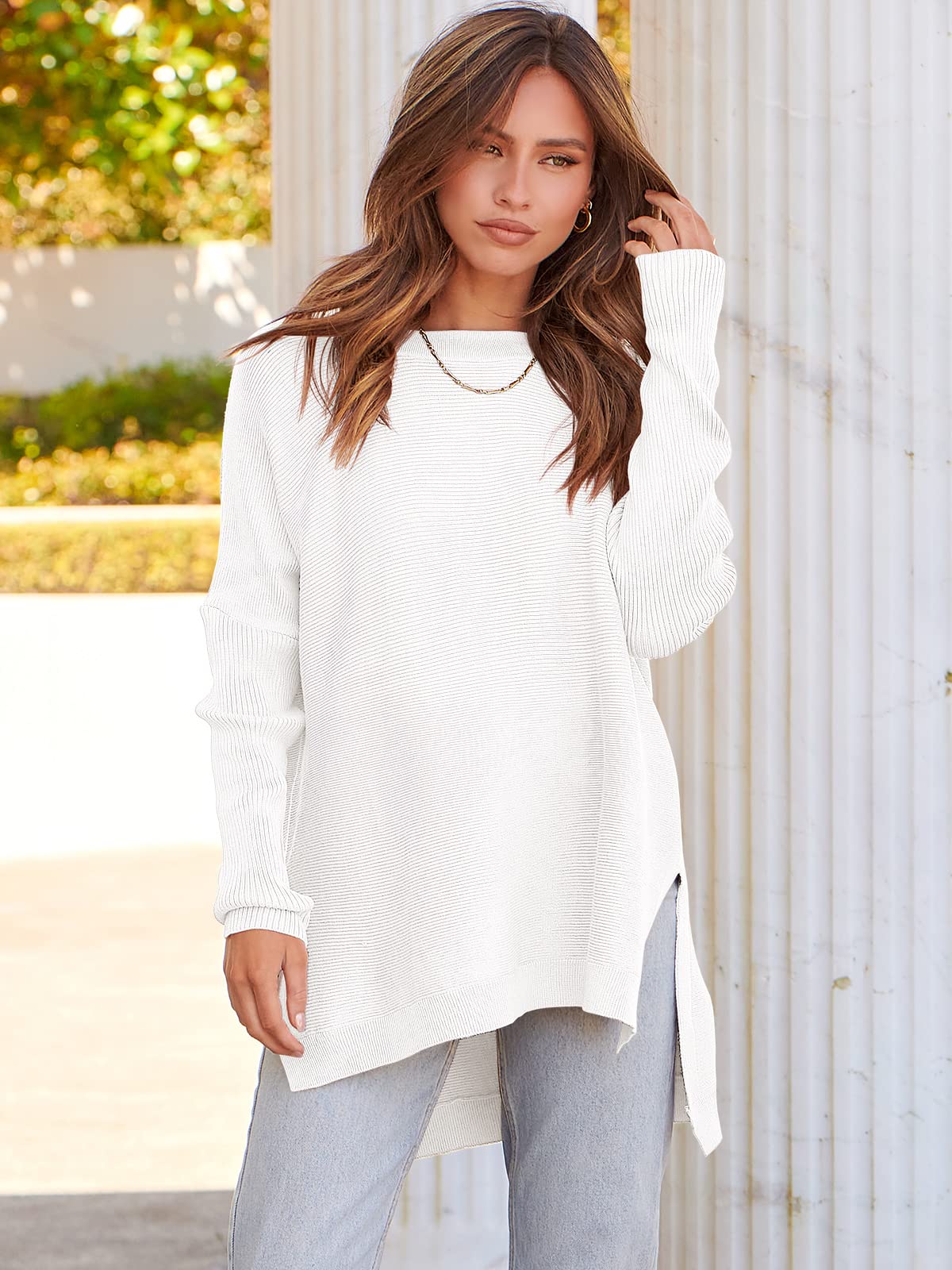 2023 Casual Batwing Sleeve Crewneck Knit Pullover Sweater