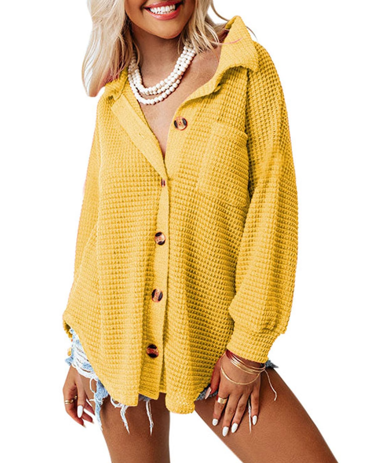 Women's Casual Waffle Knit Shacket (Buy 2 Free Shipping)