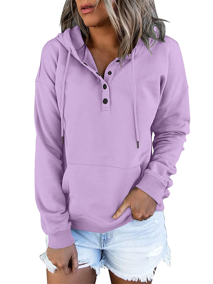 Women's Fashion Ladies Temperament Elegant Commuter Solid Color Pullover Hooded Drawstring Insert Pockets Sweater