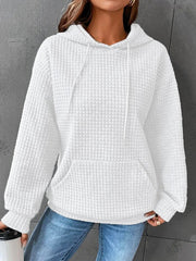 Women's Casual Waffle Hoodie Sweatshirt